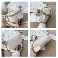 Designer Leather Waist Belt Bag for Women Large Capacity Chest Bag