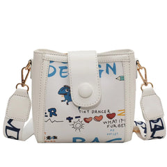 Large Capacity Bucket Crossbody Bag for Women with Candy Print