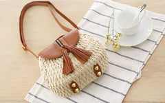 Summer Beach Straw Bags For Women Tassel Female Shoulder Bag Travel