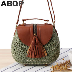 Summer Beach Straw Bags For Women Tassel Female Shoulder Bag Travel