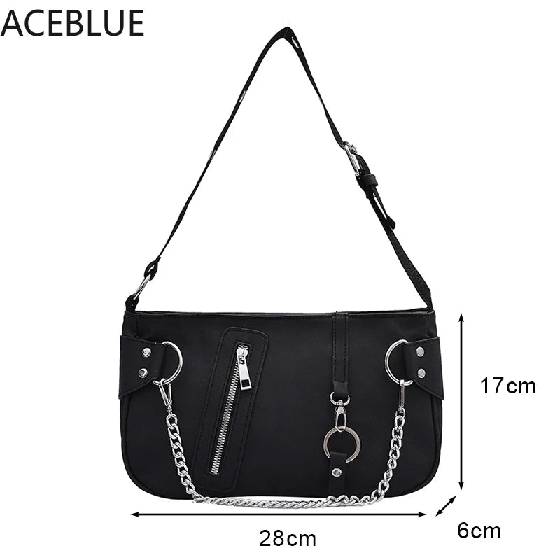 Casual Nylon Shoulder Bag for Women with Chain