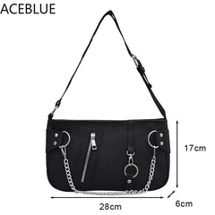 Casual Nylon Shoulder Bag for Women with Chain
