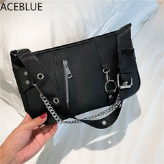 Casual Nylon Shoulder Bag for Women with Chain
