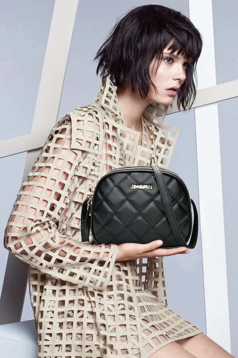 Plaid PU Leather Crossbody Shoulder Bag Zipper Small Messenger Purse