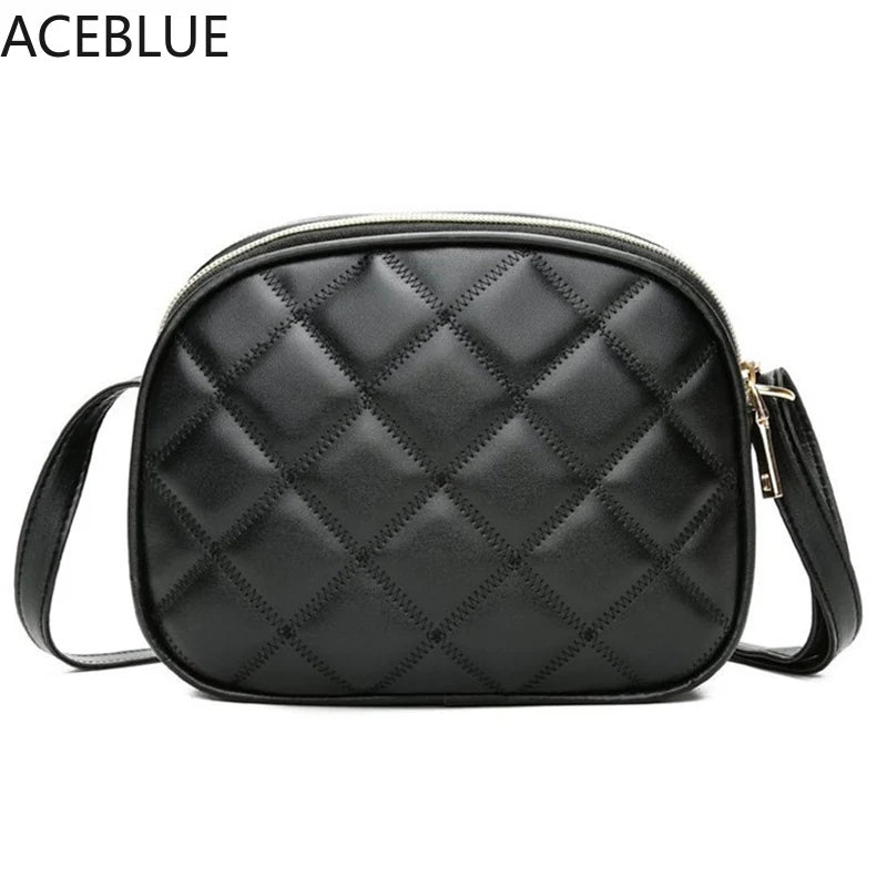 Plaid PU Leather Crossbody Shoulder Bag Zipper Small Messenger Purse
