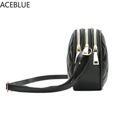 Plaid PU Leather Crossbody Shoulder Bag Zipper Small Messenger Purse