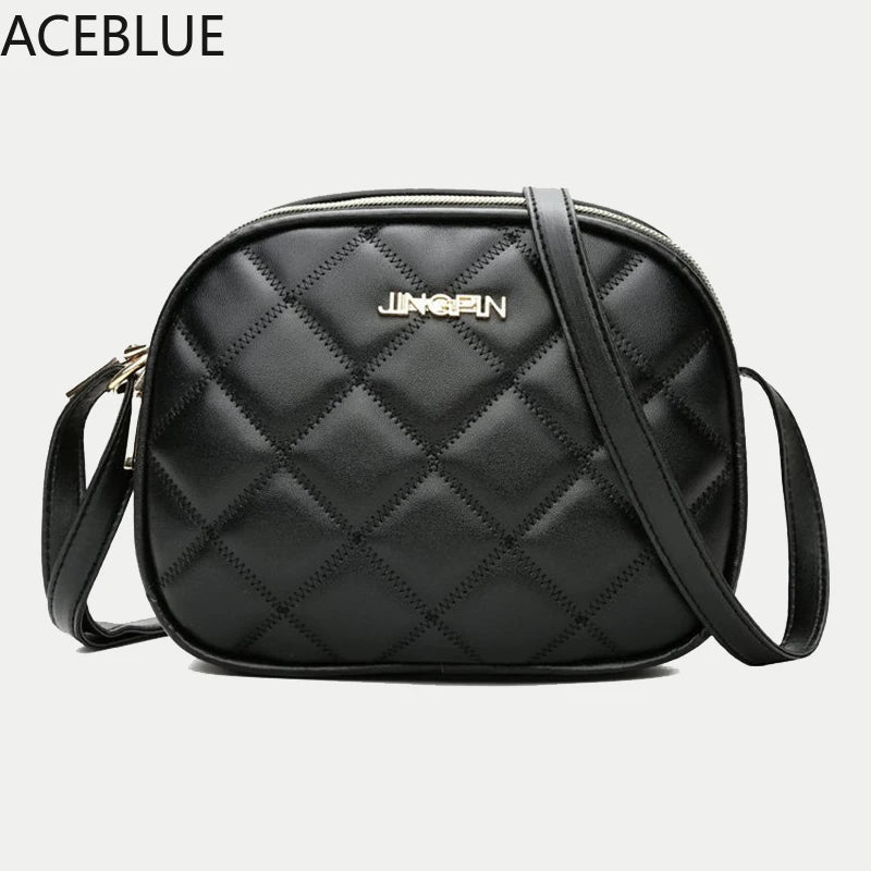 Plaid PU Leather Crossbody Shoulder Bag Zipper Small Messenger Purse