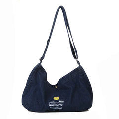 Denim Shoulder Bag Solid Canvas Satchel Cotton Women Messenger Bag