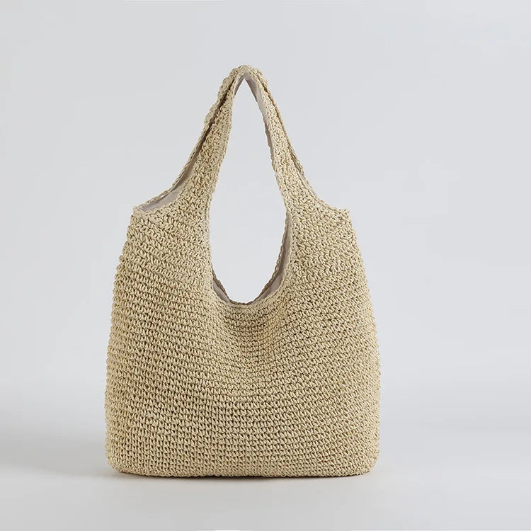 Rattan Women Shoulder Bags Wicker Woven Female Handbags Large Capacity