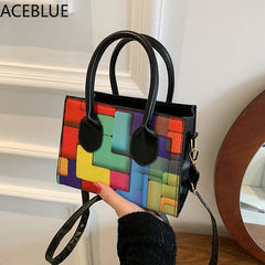 Rainbow Crossbody Shoulder Bag Women Small Square Handbag Clutch Phone Purse