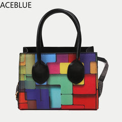 Rainbow Crossbody Shoulder Bag Women Small Square Handbag Clutch Phone Purse