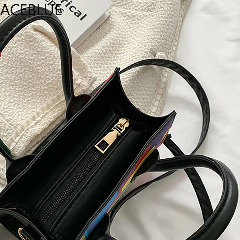 Rainbow Crossbody Shoulder Bag Women Small Square Handbag Clutch Phone Purse