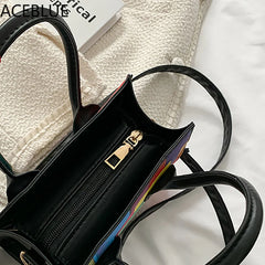 Rainbow Crossbody Shoulder Bag Women Small Square Handbag Clutch Phone Purse