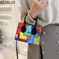 Rainbow Crossbody Shoulder Bag Women Small Square Handbag Clutch Phone Purse