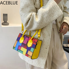 Rainbow Crossbody Shoulder Bag Women Small Square Handbag Clutch Phone Purse