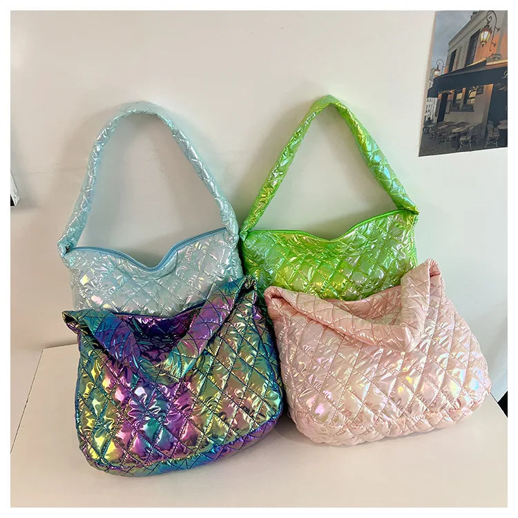 Women's Large Crossbody Bag Winter Handbag Purses Quilted Cotton Pad