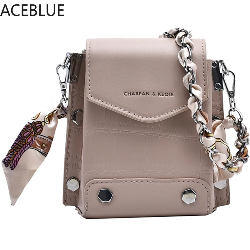 Mini PU Leather Crossbody Bag for Women Rivets Shoulder Handbag and Purse