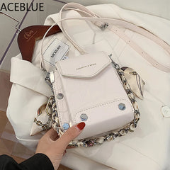 Mini PU Leather Crossbody Bag for Women Rivets Shoulder Handbag and Purse