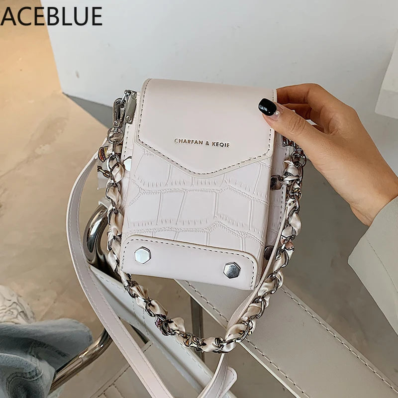 Mini PU Leather Crossbody Bag for Women Rivets Shoulder Handbag and Purse