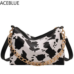 Woman Brown Leopard Chains Crossbody Shoulder Bag Spring