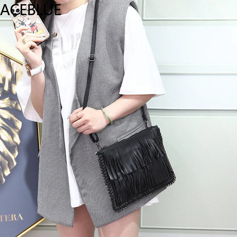Woven Temperament Women Shoulder Bags Clutch Tassel Crossbody Bags
