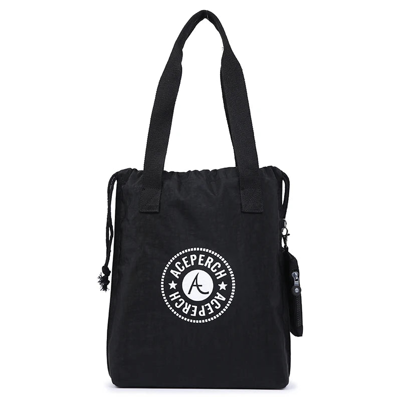 Casual Women Nylon Shopping Bag Handbag Large Shoulder Tote Check Plaid Female