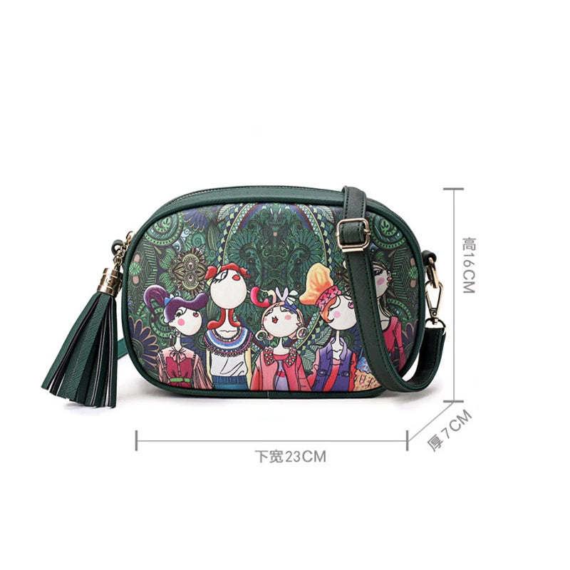 PU Leather Crossbody Bag Tassel Shoulder Handbag Girl Sac Femme