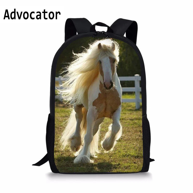 3D Crazy Horse Printing Book Bag Men Schoolbag Animals School Bags for Teenage B