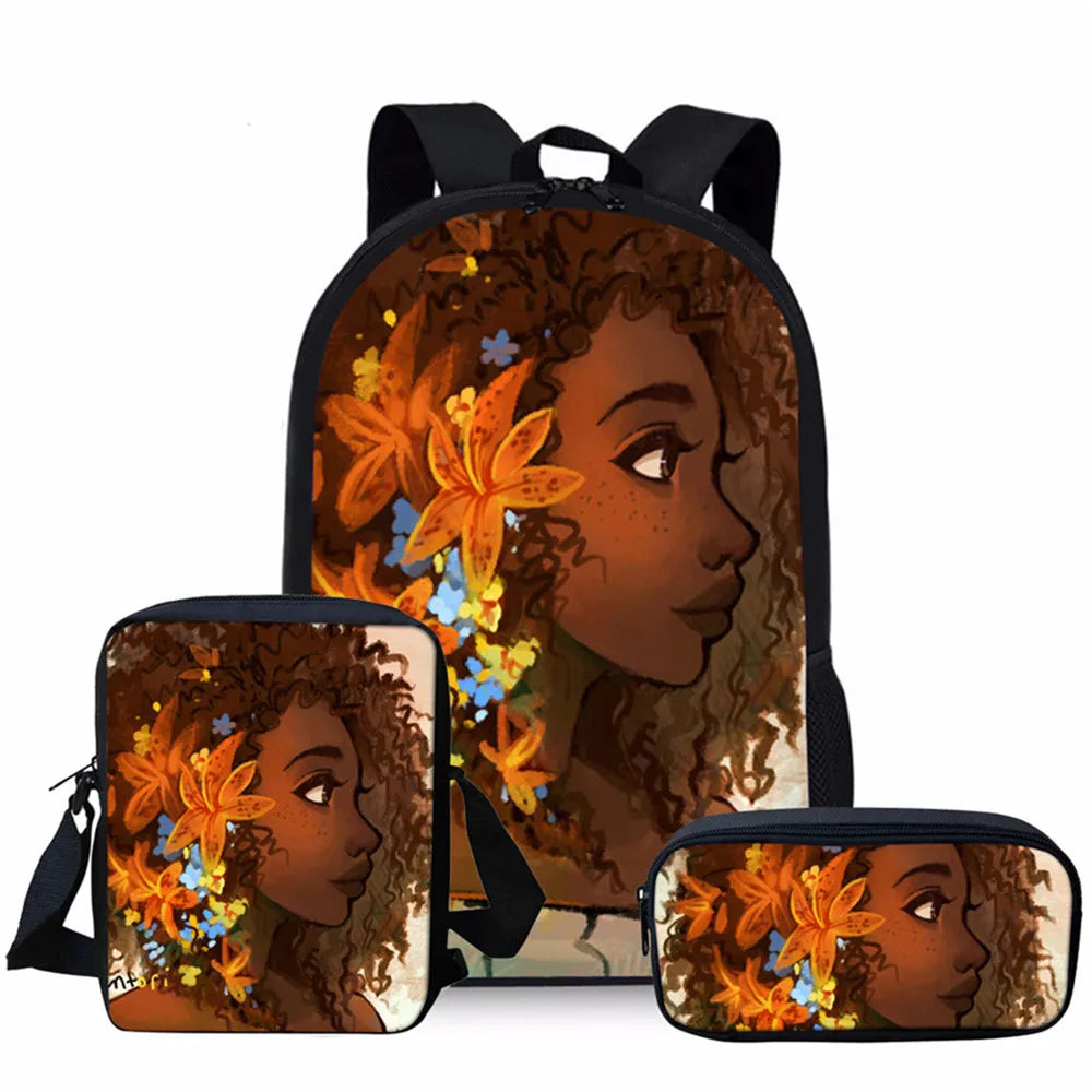 African Girls Printing Schoolbag for Teenager Girls and Boys
