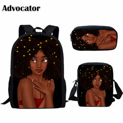 3pc African Girl Print School Bags Set for Girls Kids Backpack Boys Children