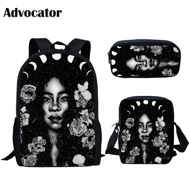 3pc African Girl Print School Bags Set for Girls Kids Backpack Boys Children