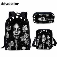 3pc African Girl Print School Bags Set for Girls Kids Backpack Boys Children