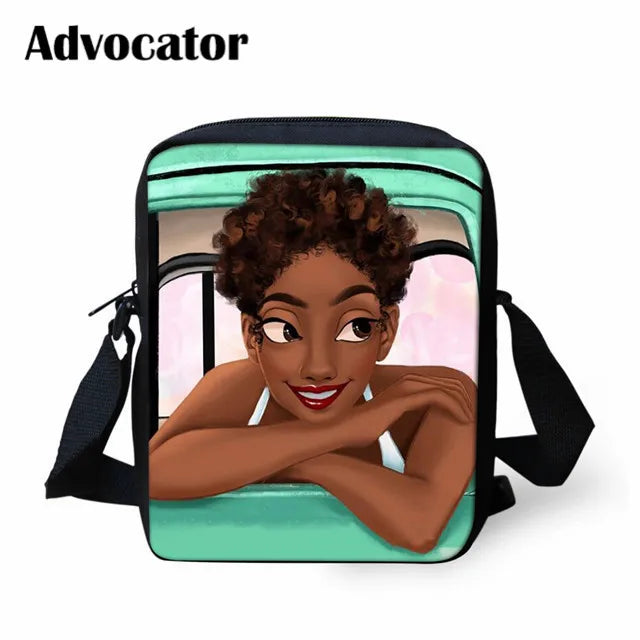 African Woman Print Mini Messenger Bag for Teens Crossbody Bags School Handbags