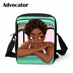 African Woman Print Mini Messenger Bag for Teens Crossbody Bags School Handbags