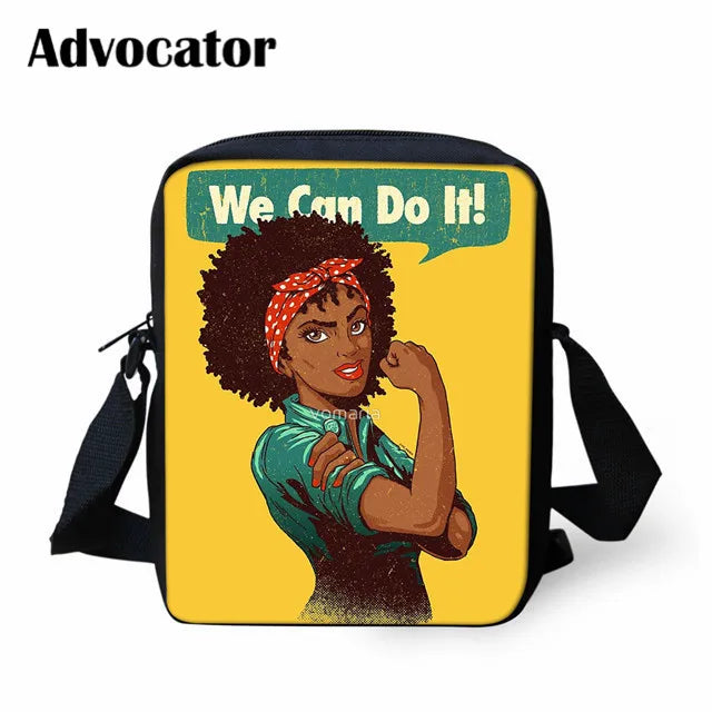 African Woman Print Mini Messenger Bag for Teens Crossbody Bags School Handbags