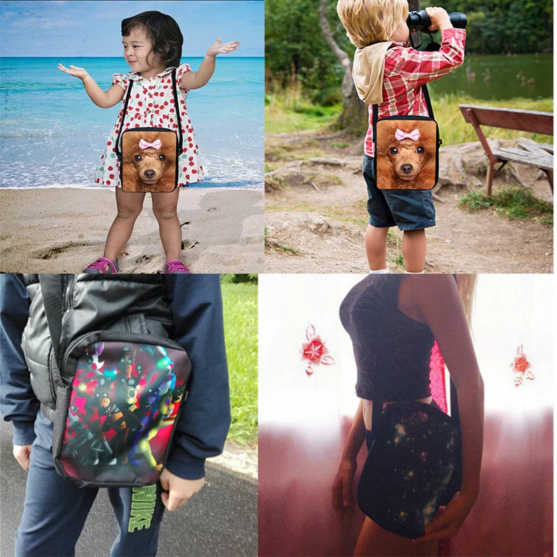 Christmas Flowers Pattern Crossbody Bag Girls Messenger Shoulder Handbag