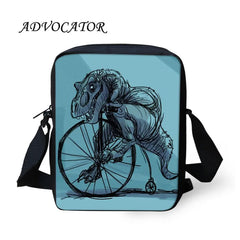Teenager Kids Crossbody Bag Dinosaur Bicycle Pattern Messenger Bag Women Handbag