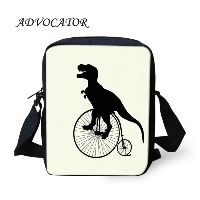 Teenager Kids Crossbody Bag Dinosaur Bicycle Pattern Messenger Bag Women Handbag