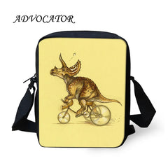 Teenager Kids Crossbody Bag Dinosaur Bicycle Pattern Messenger Bag Women Handbag
