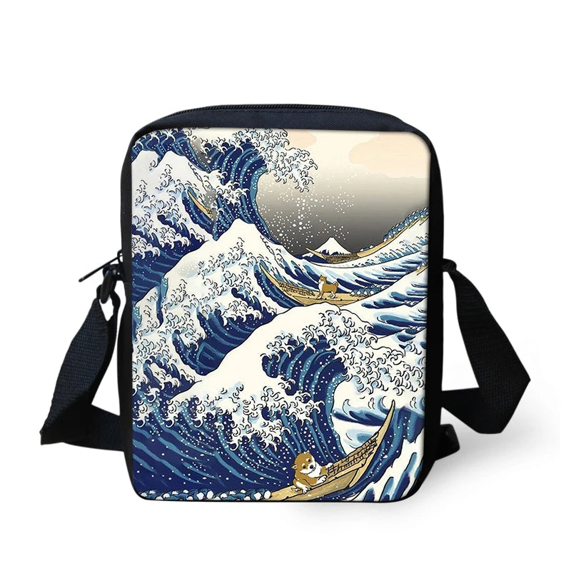 Wave Messenger Bags for Men, Male Wave Crossbody Bags