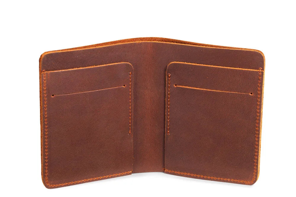 Crazy Horse Leather Men's Wallet Short U.S. Dollar Clip Retro Style