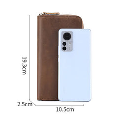 Crazy Horse Leather Men's Long Wallet RFID Anti-magnetic Retro Clutch