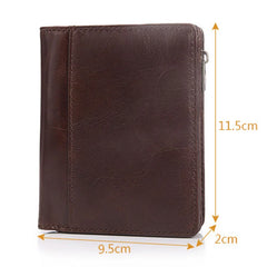 Men's Short Wallet Retro Oil Wax Leather Wallet