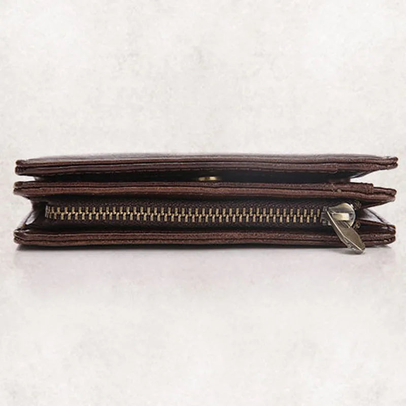 Men's Short Wallet Retro Oil Wax Leather Wallet
