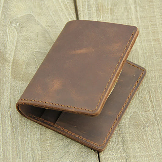 Men's Short Mad Horse Leather Mini Wallet
