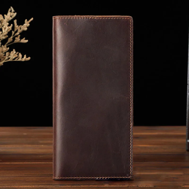 Men's Crazy Horse Leather Wallet Men's Bag Hand Bag Long Wallet