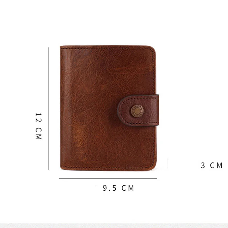 Crazy Horse Leather Men's Wallet Short Antimagnetic Retro Vintage Style