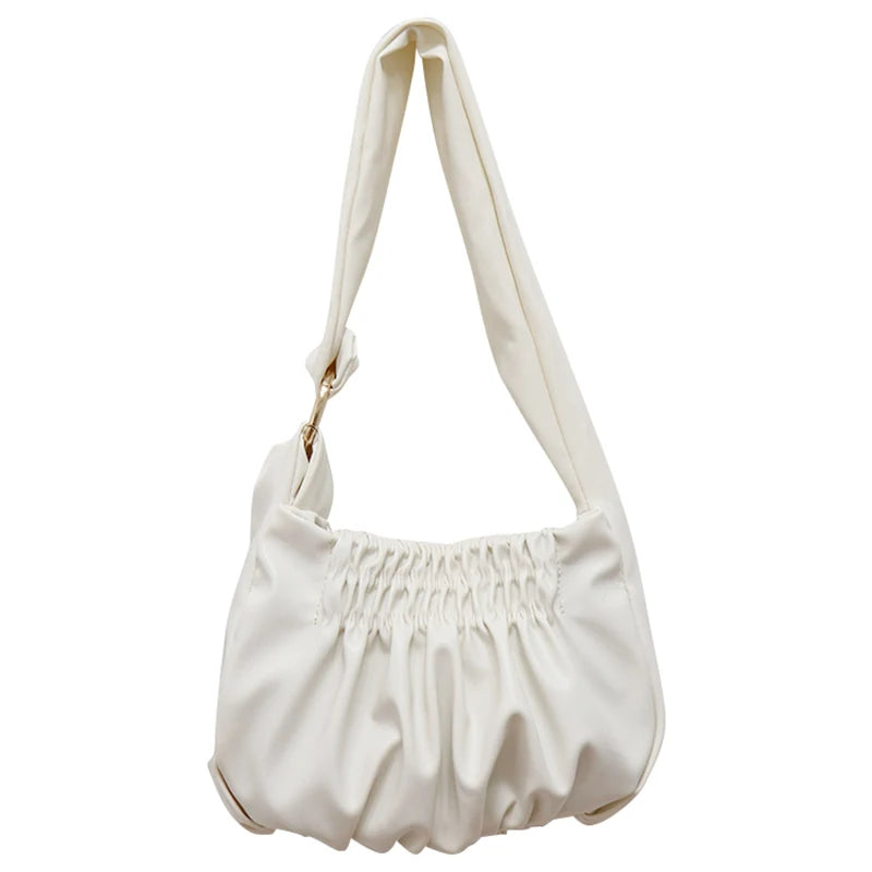 Women Shoulder Bags Pleated Handbags Female Leather Tote Bags