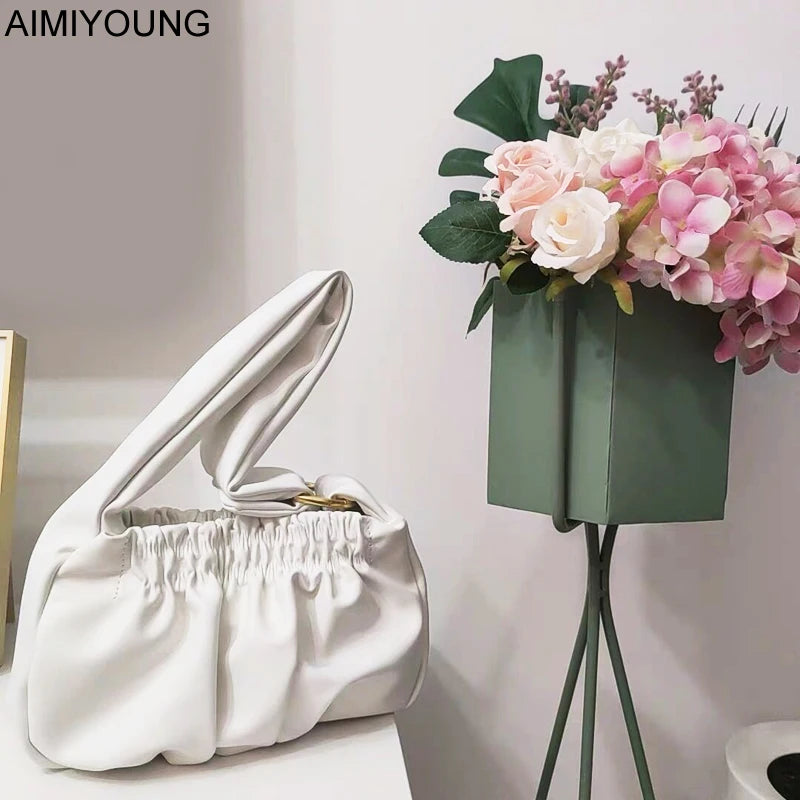 Women Shoulder Bags Pleated Handbags Female Leather Tote Bags
