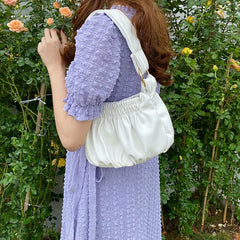 Women Shoulder Bags Pleated Handbags Female Leather Tote Bags